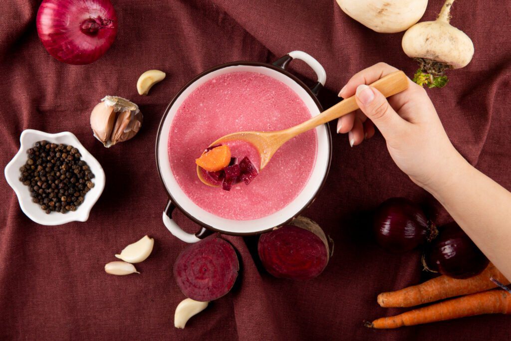 Recipe for Cold Beet Apple and Turmeric Yogurt Soup